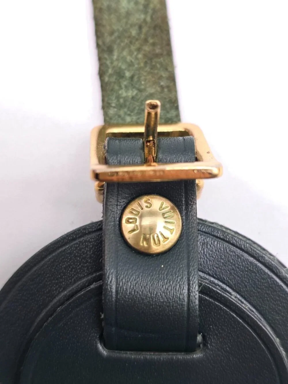 Authentic Louis Vuitton Black Leather Luggage Tag